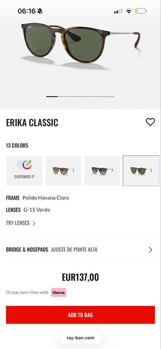 Óculos de Sol Ray-Ban Erika