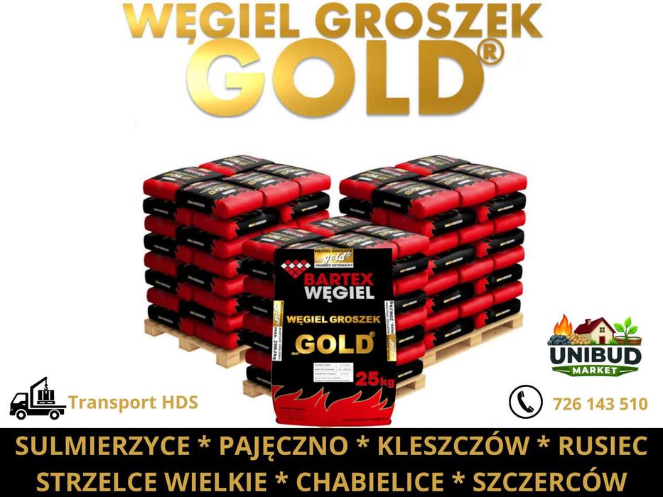 Węgiel groszek BARTEX GOLD max. 29 MJ 1 paleta - 1 tona transport HDS
