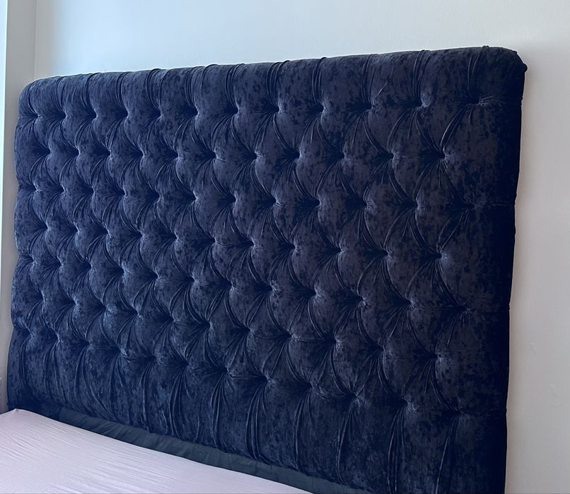 Cabeceira de cama Estofada Capitoné Veludo Preto 170x160 cm