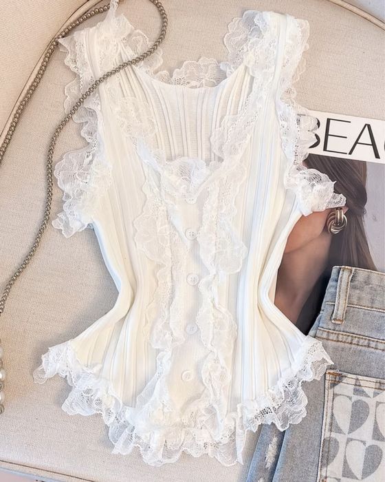 Майка-корсет мереживна біла, S