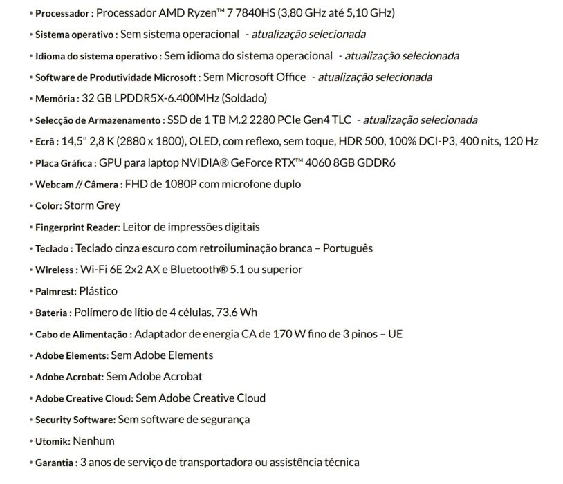 Computador Portátil Lenovo Legion Slim 5 Gen 8 (14" AMD) - RTX 4060