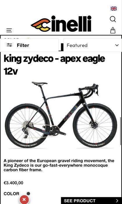 Bicicleta Cinelli King Zydeco Gravel em Excelente Estado