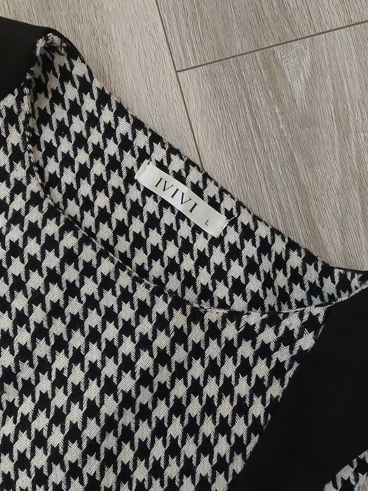 Sukienka na ramiączkach w pepitkę na codzień L elegancka wyszczuplająca