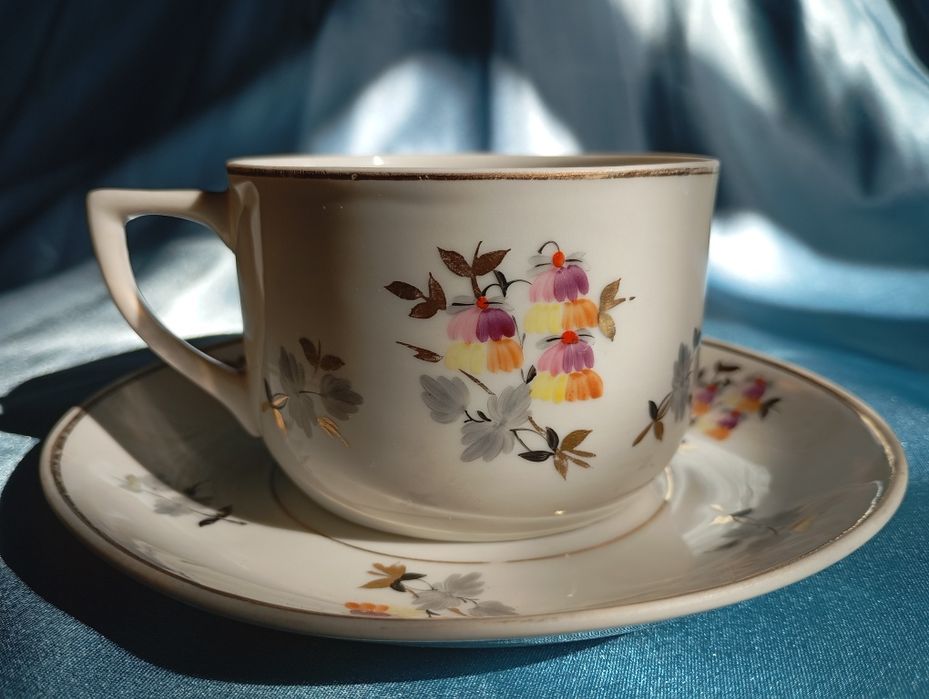 Чайная пара ФУФ Полонное,фарфор СССР,винтаж,сервиз,чашка,блюдце.