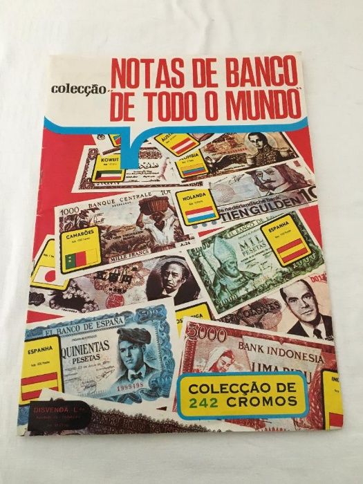Caderneta incompleta notas de banco de todo o Mundo, edição Disvenda.