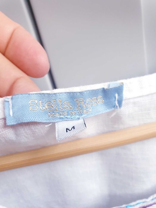 Biała lniana bluzka koszula tunika sukienka boho 38 Made in Italy