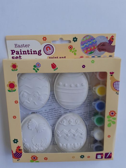 Набір гіпсові пасхальні яйця для розмальовки магніти на холодильник