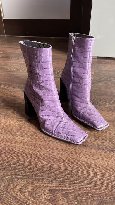 Ботильйони на підборах фіолетового крокодилу ASOS DESIGN Erico
