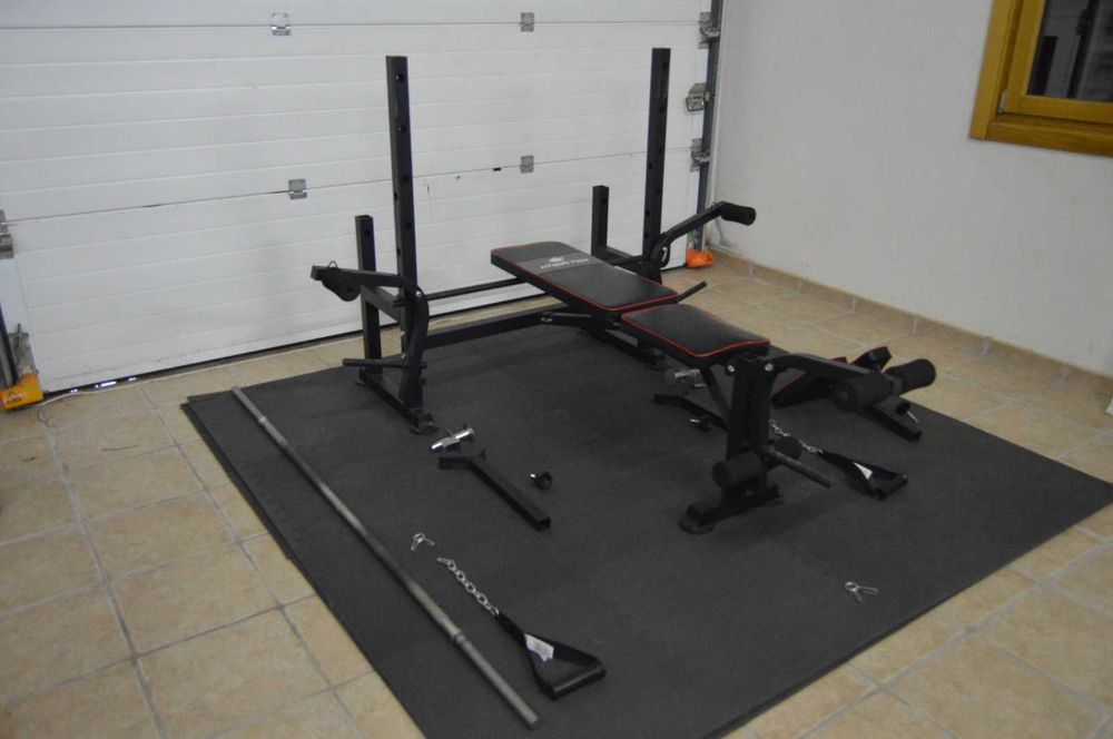 Banco de Musculação Multiestação Fitness Tech + Barra 10kg