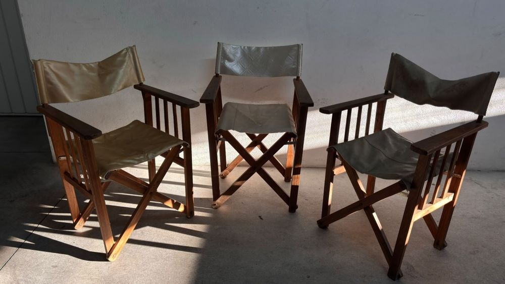 Conjunto de 3 cadeiras dobráveis estilo "cadeira de realizador" (ou director's chair)
Preço por unid