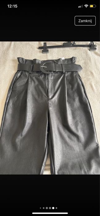 Spodnie ecoskora uniwersalne wysoki stan stradivarius w bdb stanie pas