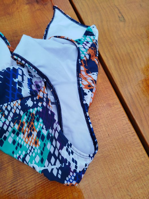 Nowy kostium kąpielowy granatowy brązowy XL