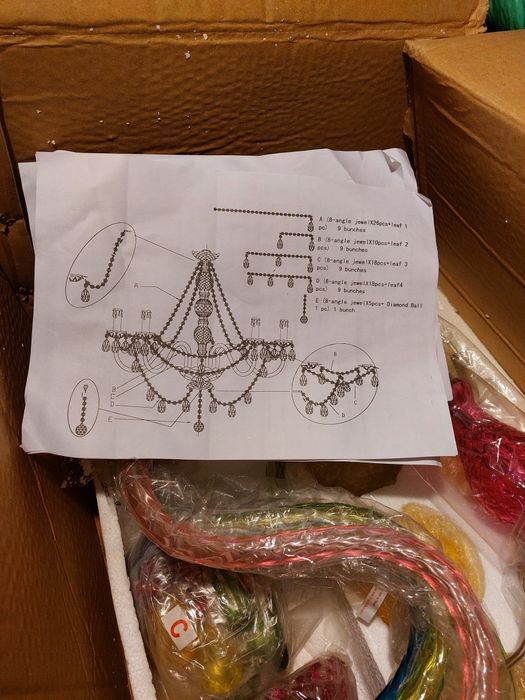 Lustro colorido com 6 bracos estilo oriental