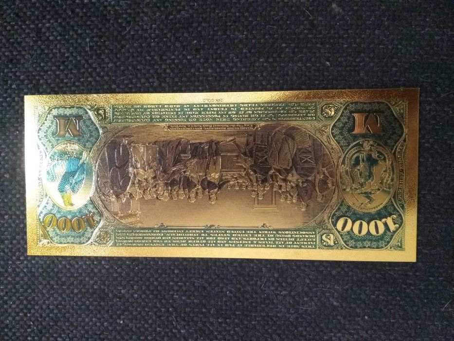 Banknot kolekcjonerski pozłacany - 1000 dolarów starych