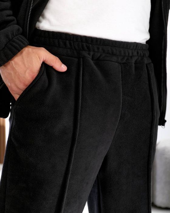 Мужской зимний костюм ДВОЙНОЙ ФЛИС кофта и штаны 46-56 Черный серый