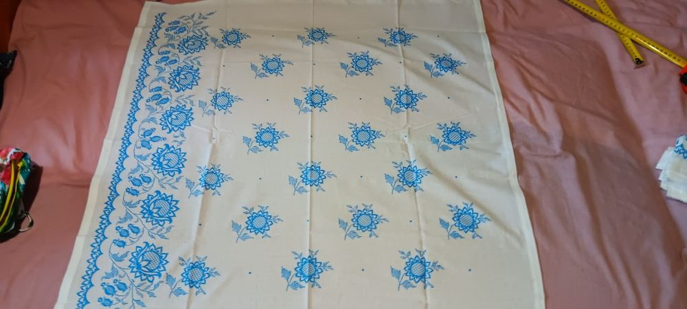 Платки хкстки ссср белые с синими розами хлопок винтаж