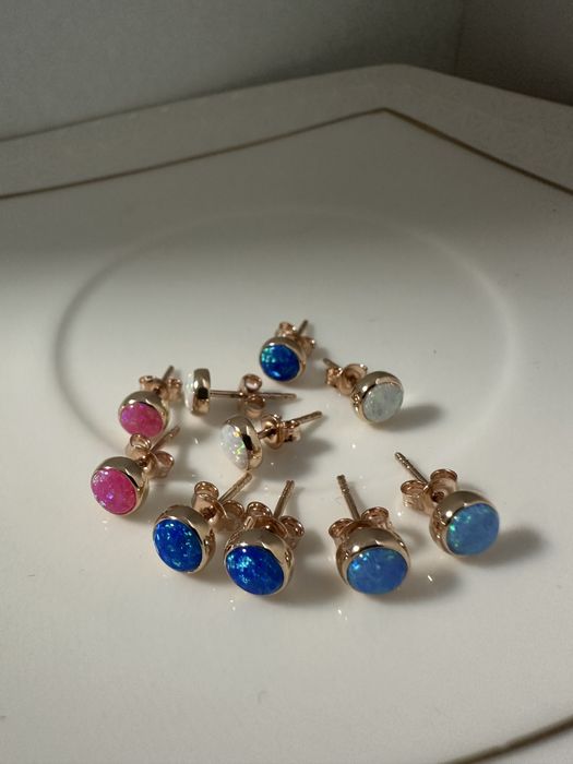 Акція! Сережки - гвіздочок з опалом 1.08г золото 585 проба