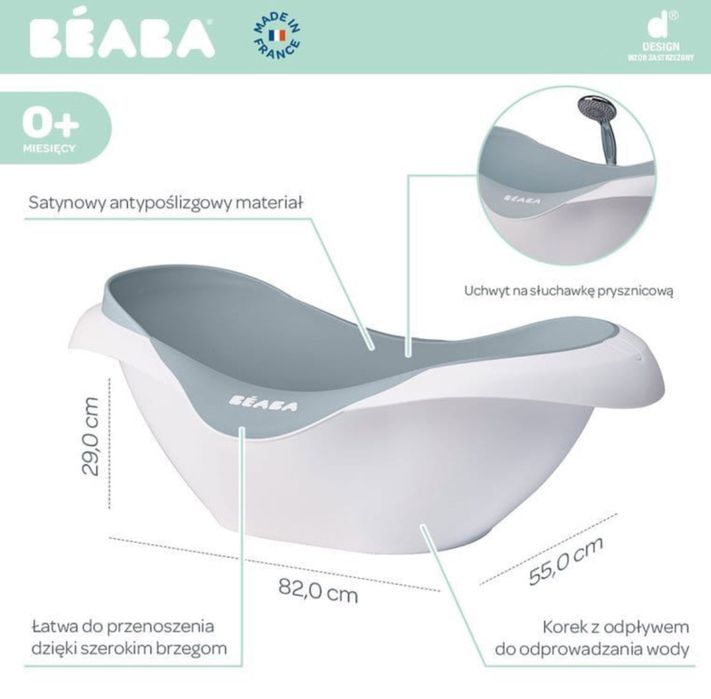 Beaba zestaw wanienka z odpływem oraz stojak do wanienki