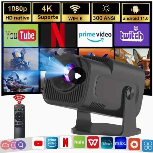 Mini Projetor Ultra HD HY320 - 4K Native 1080P - Novo na Embalagem