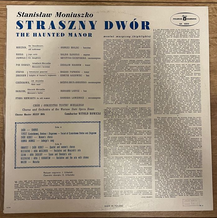 Moniuszko straszny dwór  muza stan bardzo dobry