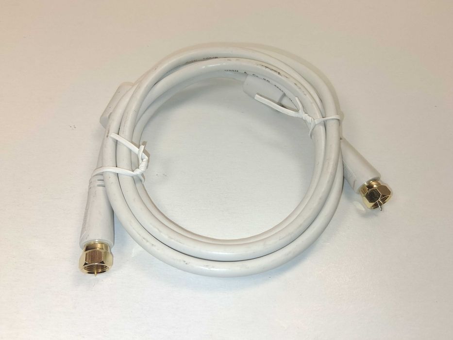 N051 Kabel Antenowy Hama F-F Satelitarny Pozłacany 100dB Filtr Biały