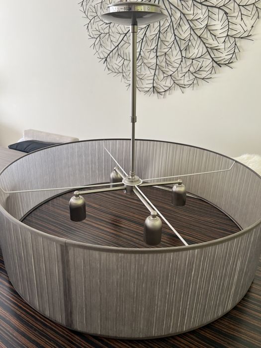 Candeeiro de inox e organza