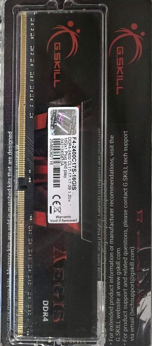 G.Skill Aegis Memória RAM 16GB DDR4 2400MHz CL17 com Dissipador Preta