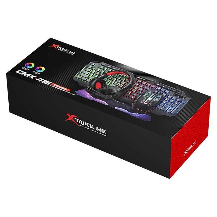 Игровой набор клавиатура мышка RGB наушники коврик XTRIKE ME CMX-415