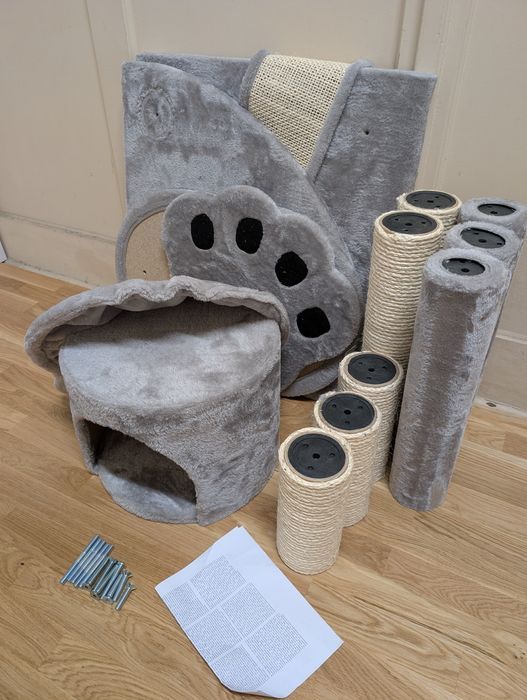 Jaskinia Niedźwiadka Drapak Dla Kota Jasnoszary 108X74X116Cm Duży