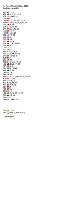 Cromos mundial 2026