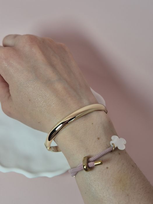 Złota bransoletka bangle sztywna zaokrąglona gładka szeroka p. 585