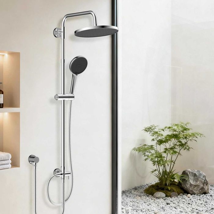 Regulowana Armatura Prysznicowa Deszczownica 25cm Bateria Chrom