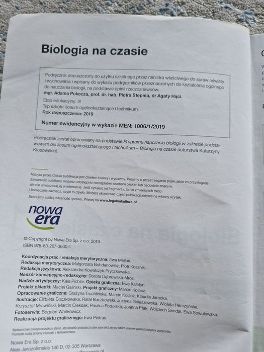 Biologia na czasie 1, podręcznik, zakres podstawowy
