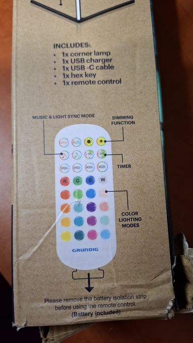 Lampa podłogowa narożna z czujnikiem muzyki RGB LED 6W 140cm + pilot