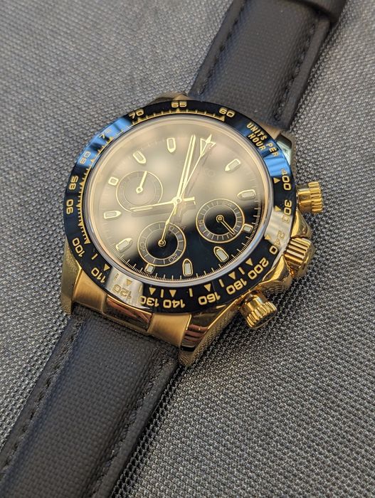 Seiko mod Daytona złoto szafir