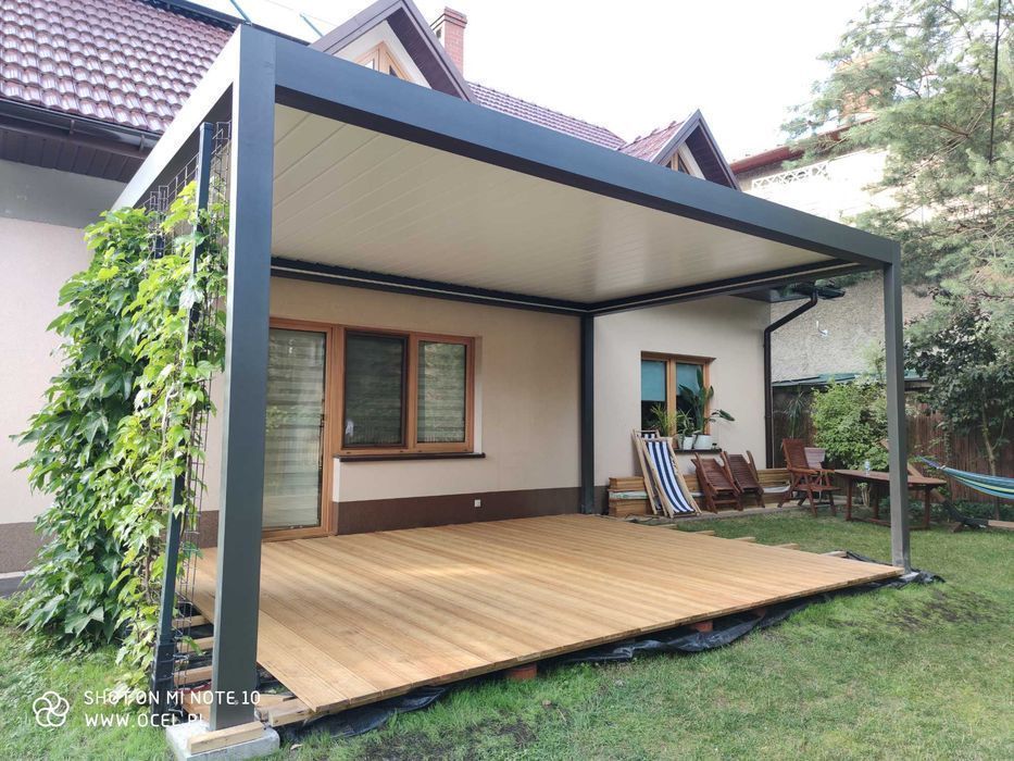 Pergole lamelowe sterowanie automatyczne . Cena dotyczy pergoli o wymi