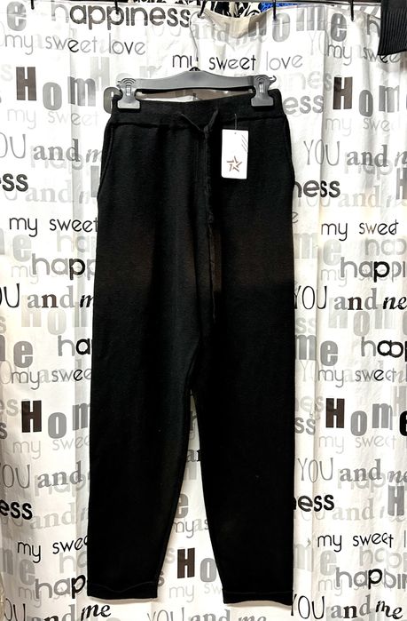 Брюки трикотажные, натуральные, вязанные, тёплые, чёрные, Италия,46-50