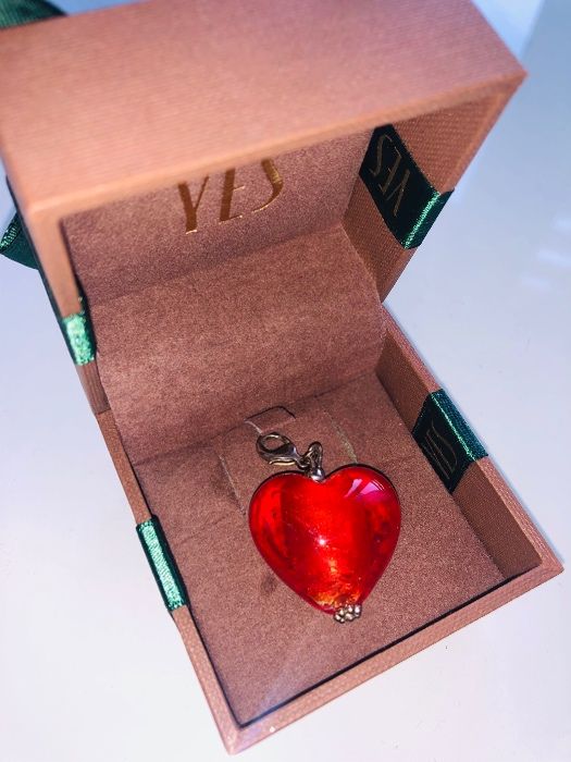 Serce kamień murano serduszko czerwone zawieszka