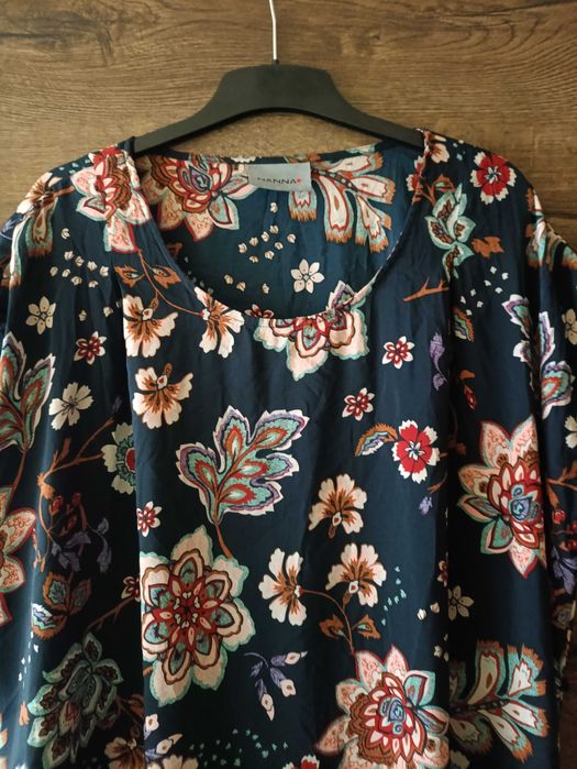 Sukienka Nanna w kwiaty vintage L XL XXL 3XL granat