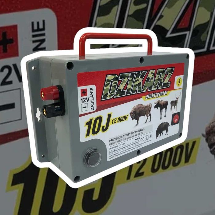 PASTUCH na DZIKI, BYDŁO, SARNY 12/230V, DZIKARZ 10J - turbo mocny PL!