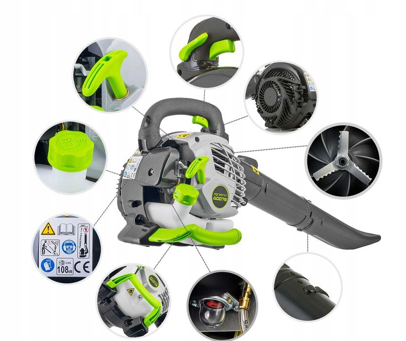 Dmuchawa spalinowa 4w1 odkurzacz rozdrabniacz odśnieżacz 3.8KM 370km/h