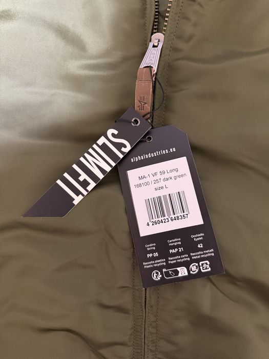 Бомбер Alpha Industries MA-1 VF 59 Long, розмір М-L, зелений