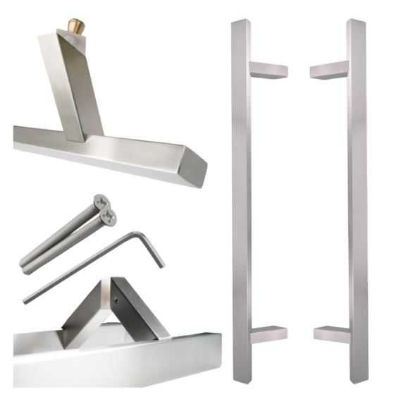 Pochwyt, antaba do furtki dwustronny prostokątna 45° Inox - 304 satyna