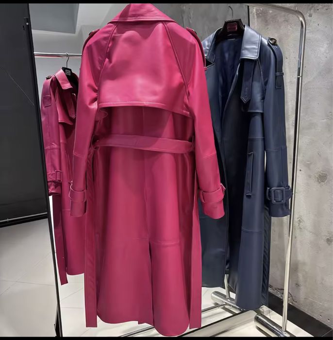 Kontantto plaszcz dlugi amarant skora naturalna xs-3xl