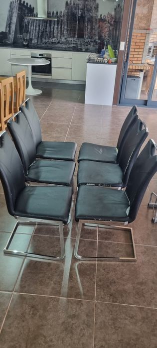Conjunto de 6 Cadeiras em pele