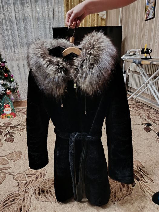 Шуба Мутон з чорнобуркою