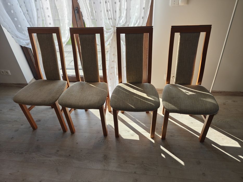 Krzesła bukowe do jadalni salonu lite drewno 4 sztuki