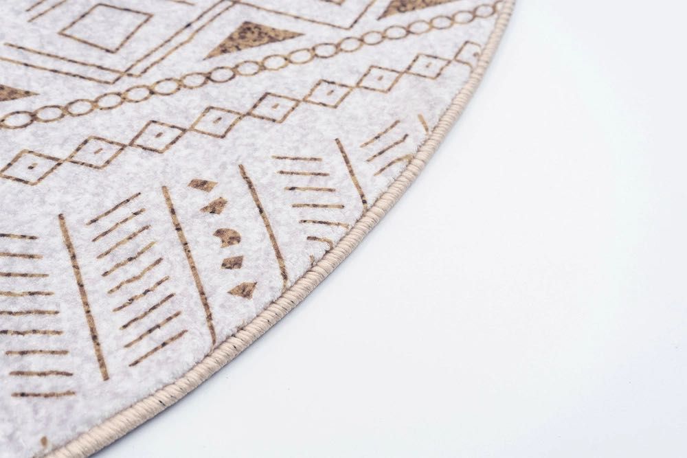 NOWY Dywan okrągły Villago NOVO Sahara 200x200 cm beżowy orientalny