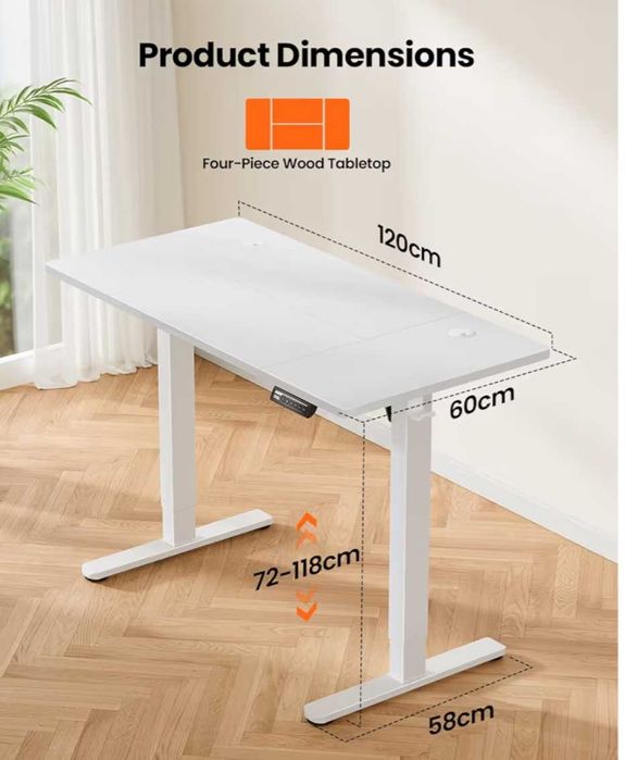 Secretária/mesa de escritório com ajuste de altura elétrico