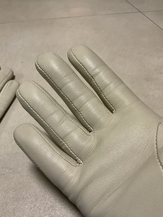 Rękawiczki skórzane ocieplane ecru